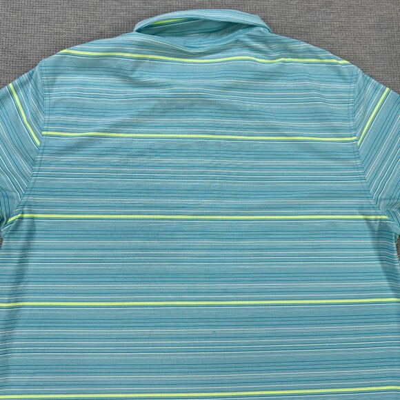 Puma Mens Polo Top Sz L Turquoise Short Sleeve Striped Dry Cell Golf Active Tee - Picture 4 of 13